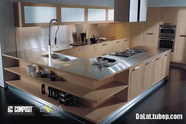 modern kitchen cabinets 36 Tủ bếp hiện đại gỗ Veneer Nhật chữ U   GLHDT04