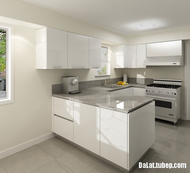 modern kitchen cabinets 38 Tủ bếp hiện đại gỗ Acrylic Spain chữ U tiện dụng   GLHDT06