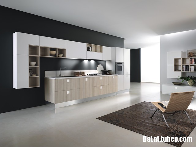modern kitchen cabinets 40 Tủ bếp hiện đại gỗ MDF Acrylic + Laminate Nhật chữ I   GLHDT08