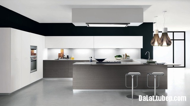 tu bep go cong nghiep 38 Tủ bếp gỗ Laminate Úc chữ U có quầy Bar   DLCNT07