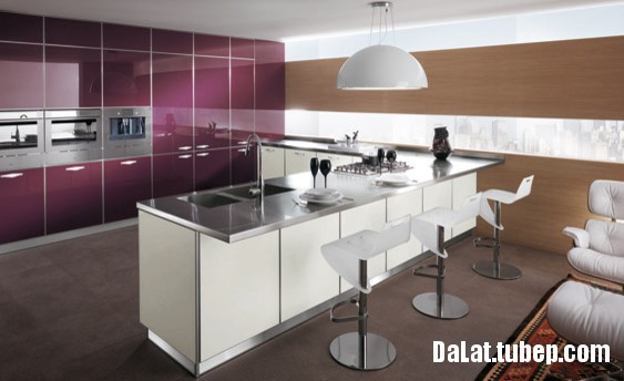 tu bep go cong nghiep 40 Tủ bếp gỗ Acrylic chữ U cách điệu   DLCNT08